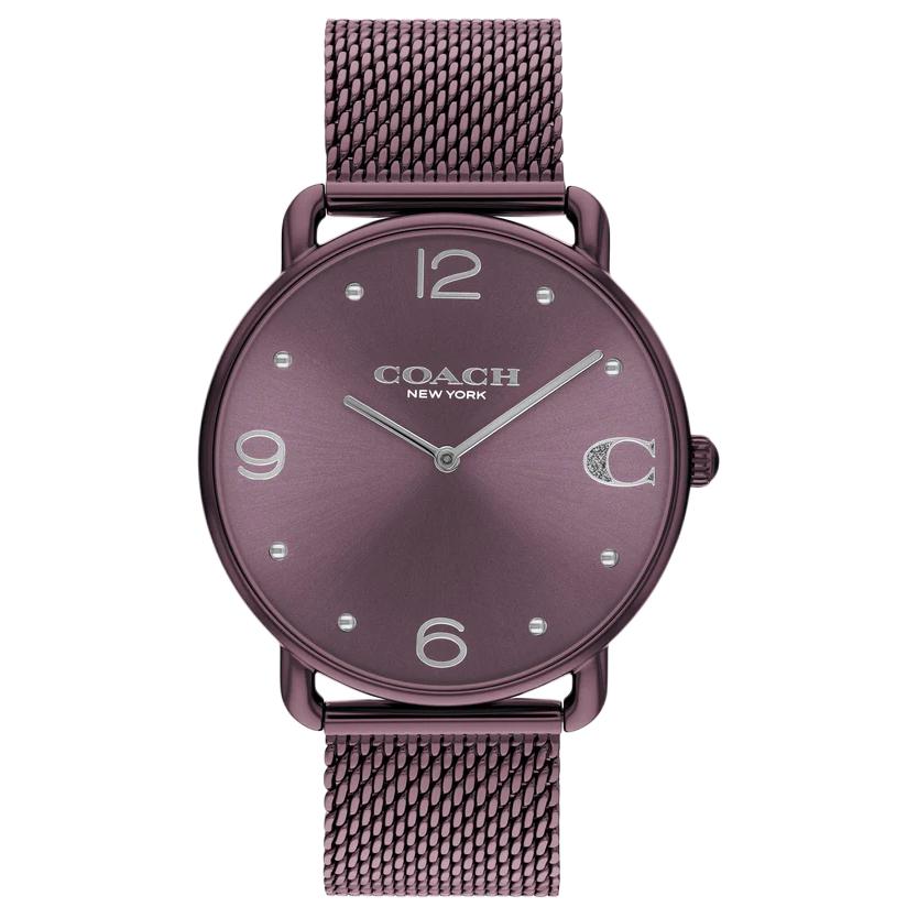 

COACH Женские часы кварцевый механизм ремешок из нержавеющей стали 41 мм фиолетовый циферблат