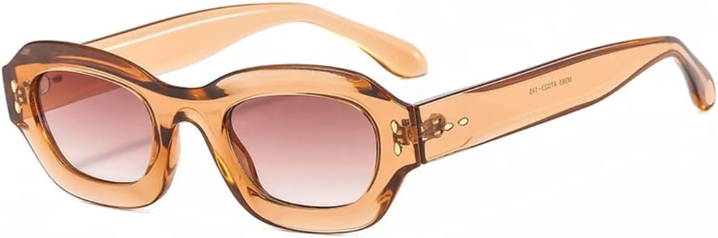 

Популярные модные солнцезащитные очки квадратной формы с многоугольными линзами для женщин, защита от УФ-излучения UV400, ретро-стиль, декор с заклепками, модные мужские очки UATXTAU, Tea Tea Gradient