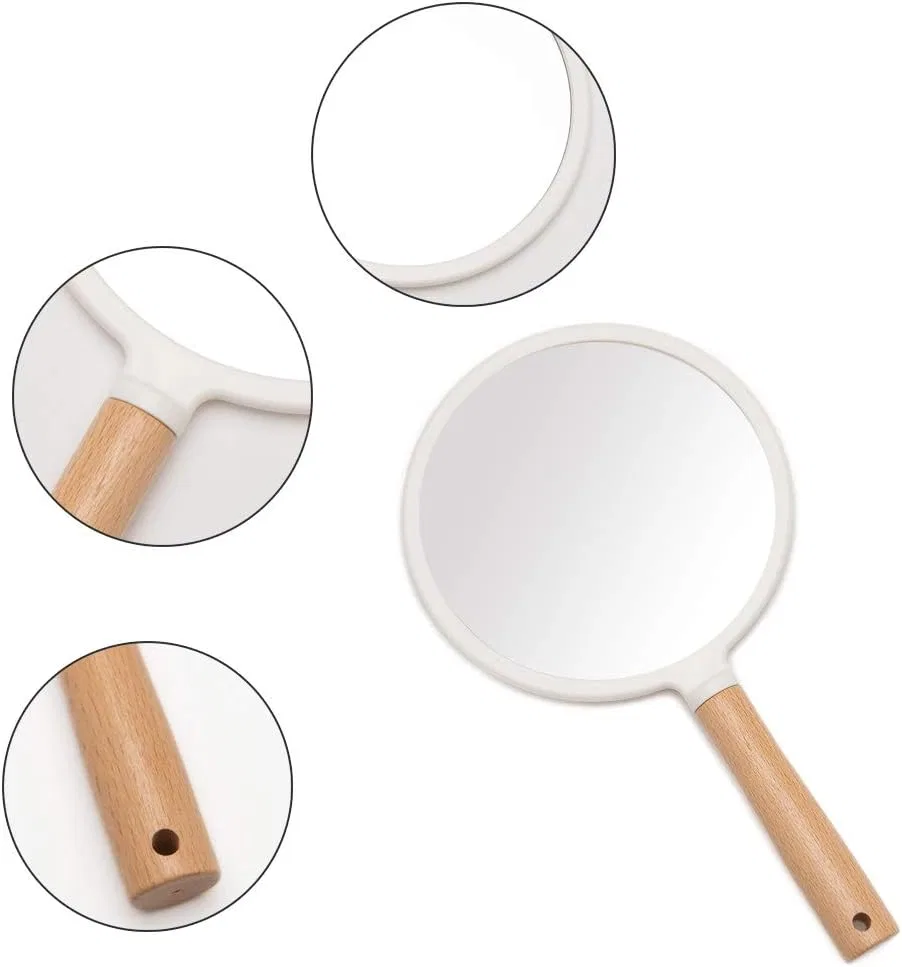 Круглое ручное зеркало с деревянной ручкой от YEAKE Yeake, Circle + White — фото 4