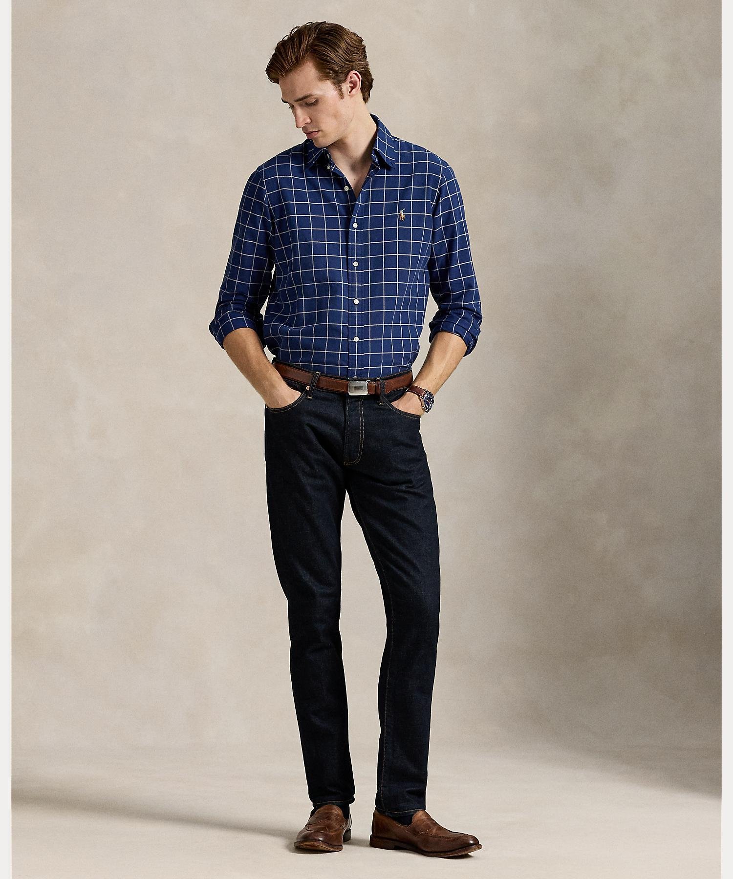 Классическая рубашка Оксфорд в клетку Polo Ralph Lauren, 410 Navy — фото 3