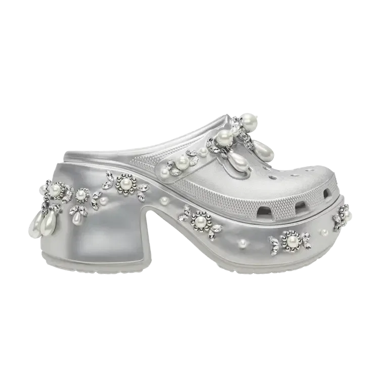 Сабо Simone Rocha x Crocs Siren Spiked Clog, серебристый