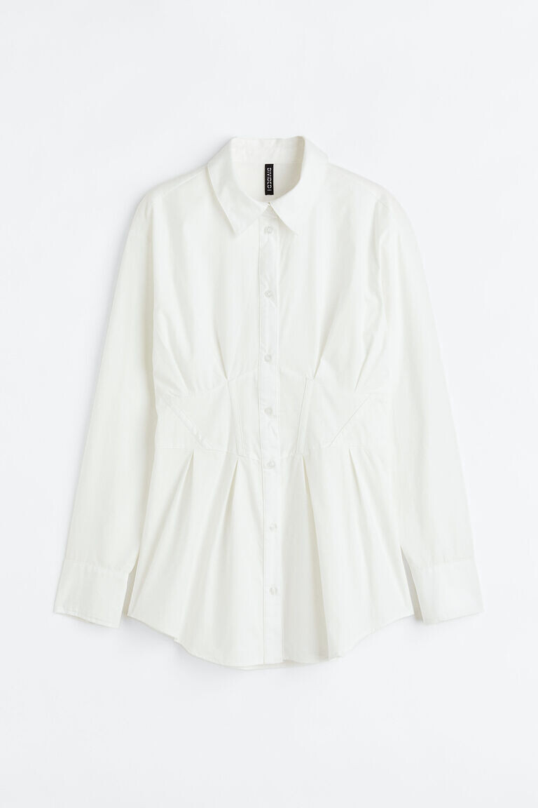 

Рубашка из поплина с зауженной талией H&M, белый