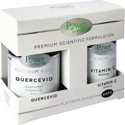

Power Of Nature Platinum Range Quercevid Добавка для поддержки иммунной системы - 30 капсул, витамин C 1000 мг Power Health