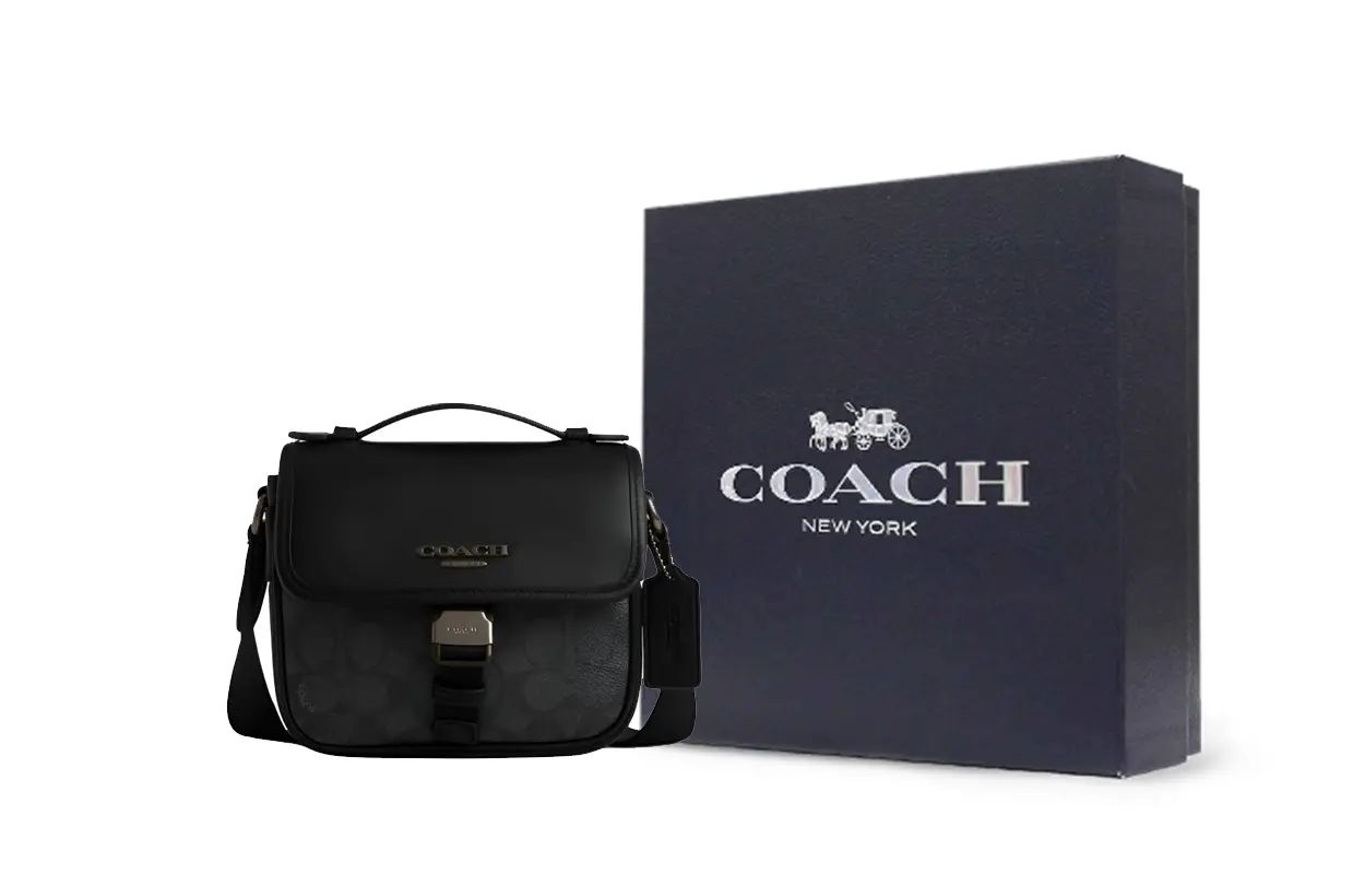 

COACH RACER Кожаная кожаная сумка-кроссбоди маленькая женская угольно-черная