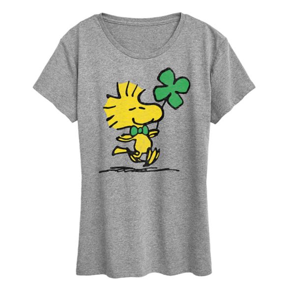 

Женская футболка с рисунком клевера и peanuts woodstock Licensed Character, серый