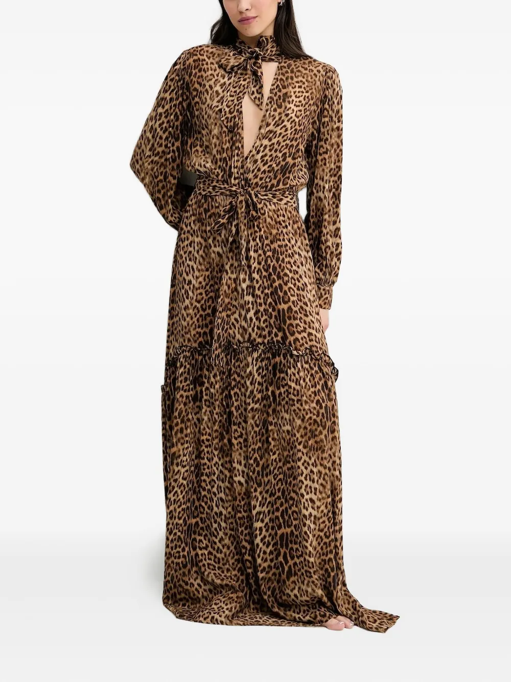 

Платье макси с оборками и леопардовым принтом Melissa Odabash, коричневый