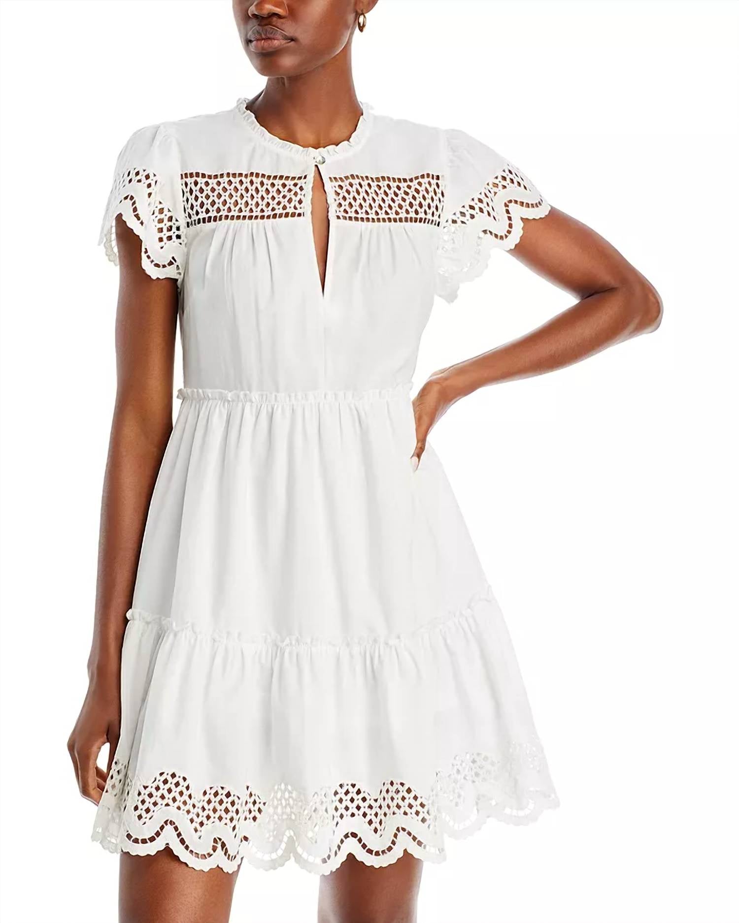 

Платье Lettie Eyelet Scalloped белого цвета Rails