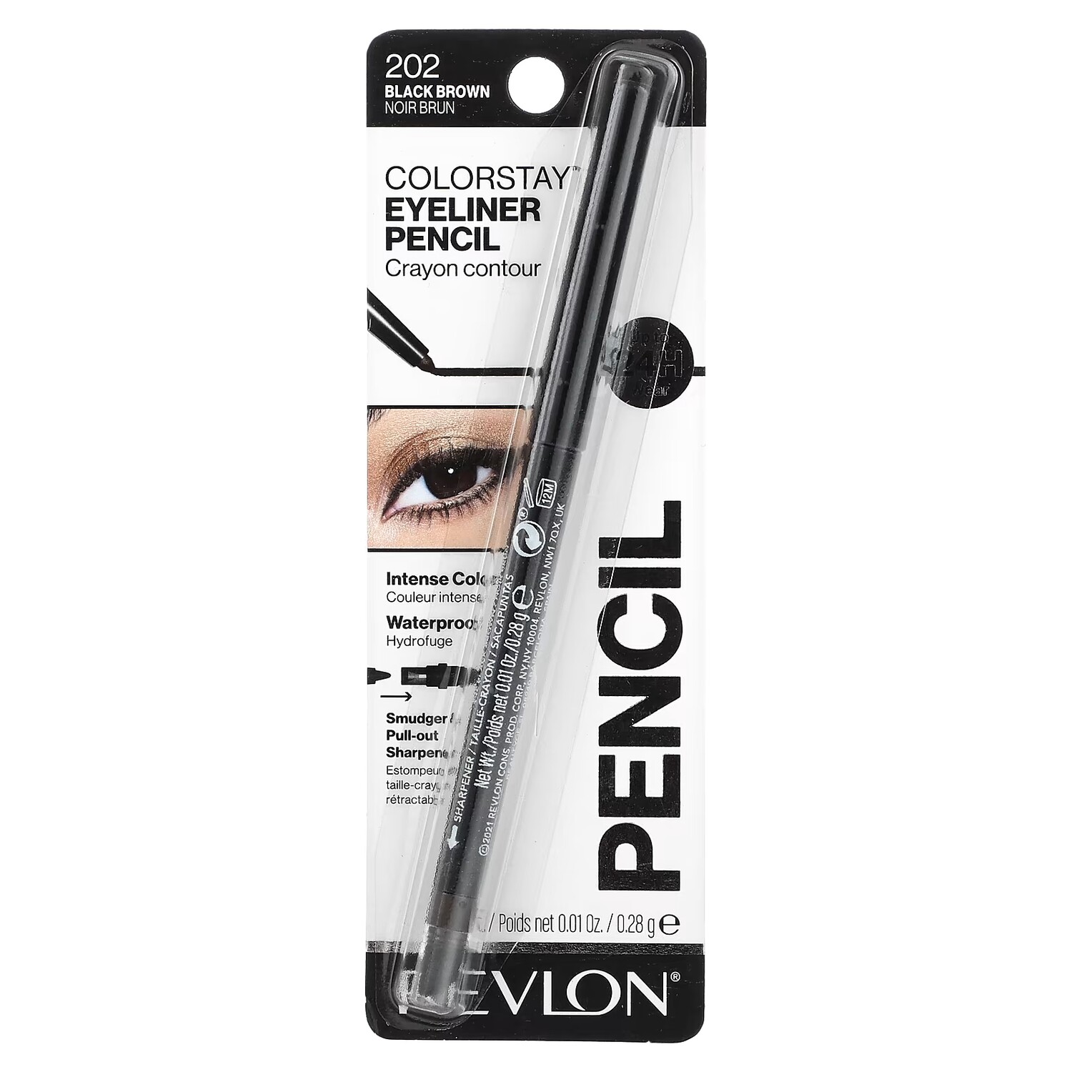 Подводка-карандаш для глаз Revlon Colorstay 202 Black Brown, 0,28 гр., черно-коричневый — фото 2