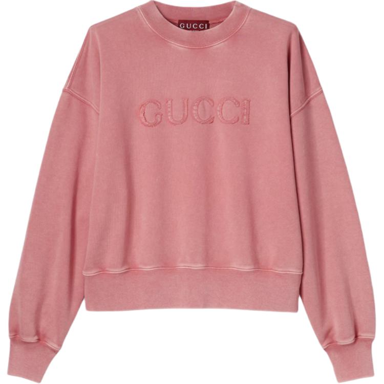 

Вышитый хлопковый джерси свитшот GUCCI, розовый