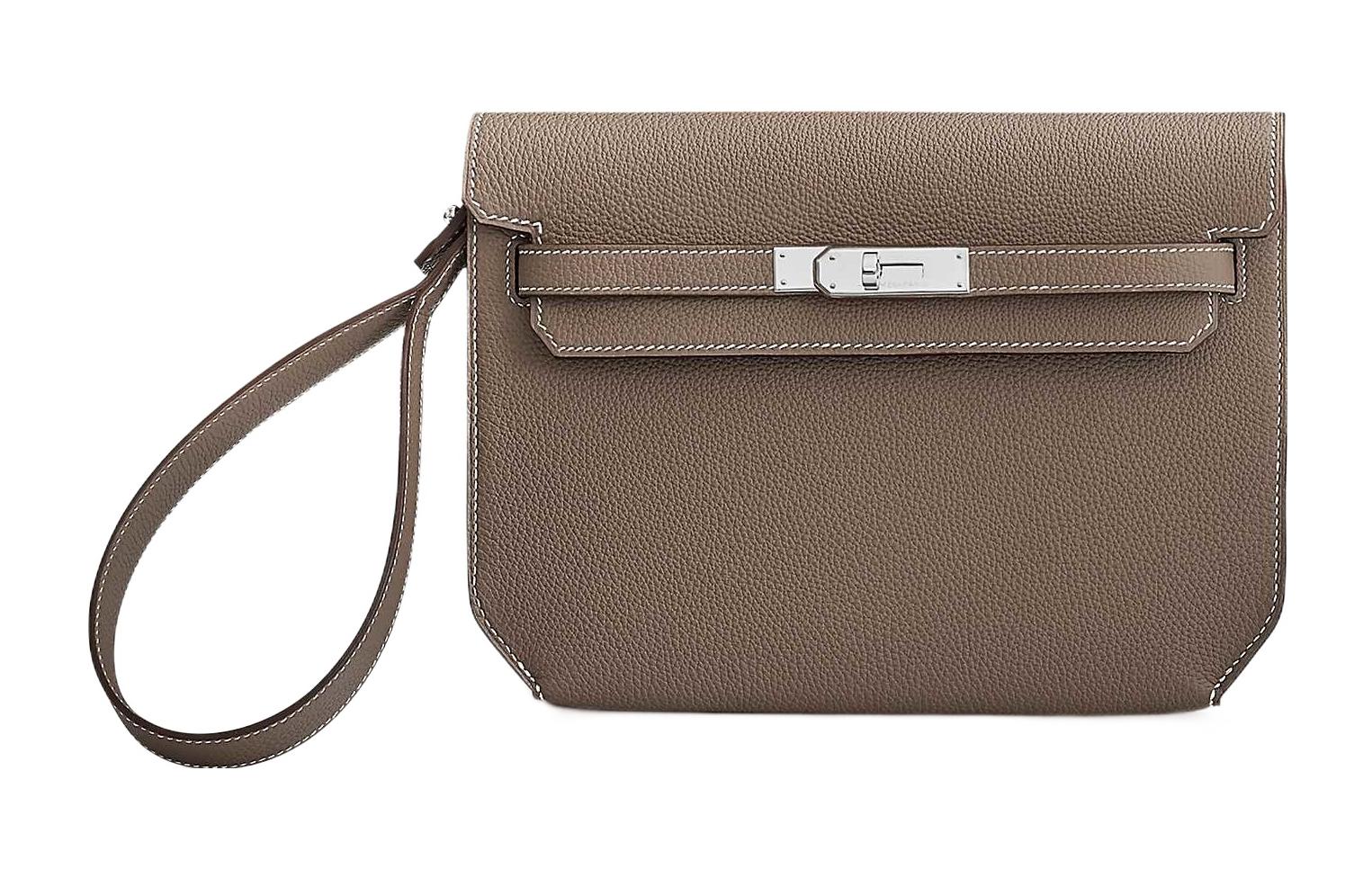 

HERMES Клатч Kelly Depeches Togo Calfskin для мужчин, 18, цвет Etoupe Elephant Gray