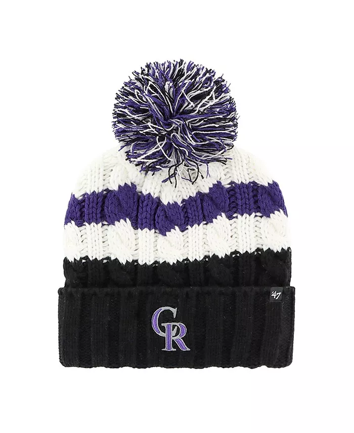 

Женская вязаная шапка с помпоном и отворотом Colorado Rockies Ashfield, бело-черная '47 Brand