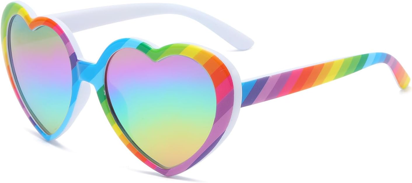 

Поляризованные солнцезащитные очки YAMEIZE в стиле 90-х с сердечками - ретро-очки в форме сердца, винтажные, красочные, забавные, для вечеринок и активного отдыха, для женщин и мужчин, Rainbow