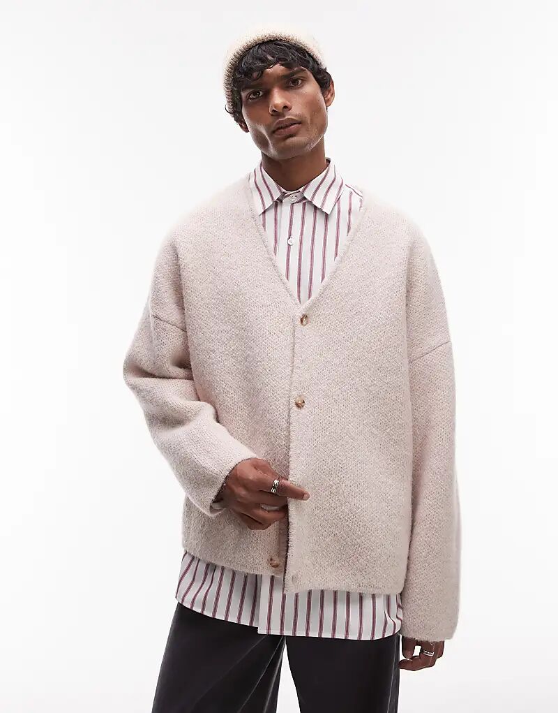 

Мягкий кардиган с начесом цвета экрю Topman