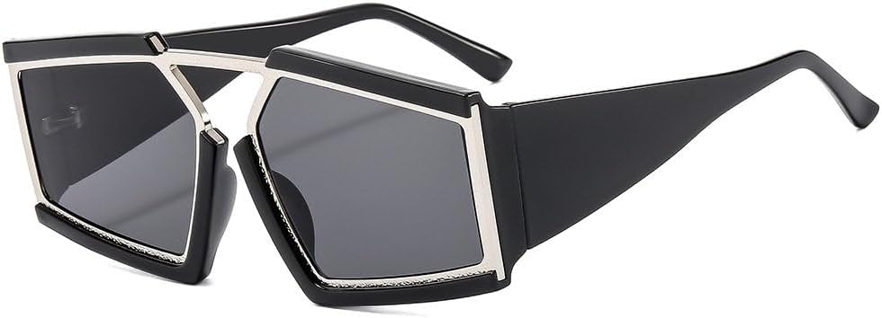 

Модные солнцезащитные очки неправильной формы для женщин и мужчин, винтажные роскошные солнцезащитные очки, трендовые модели, защита от ультрафиолета UV400 TKKTLLT, Black Silver Grey