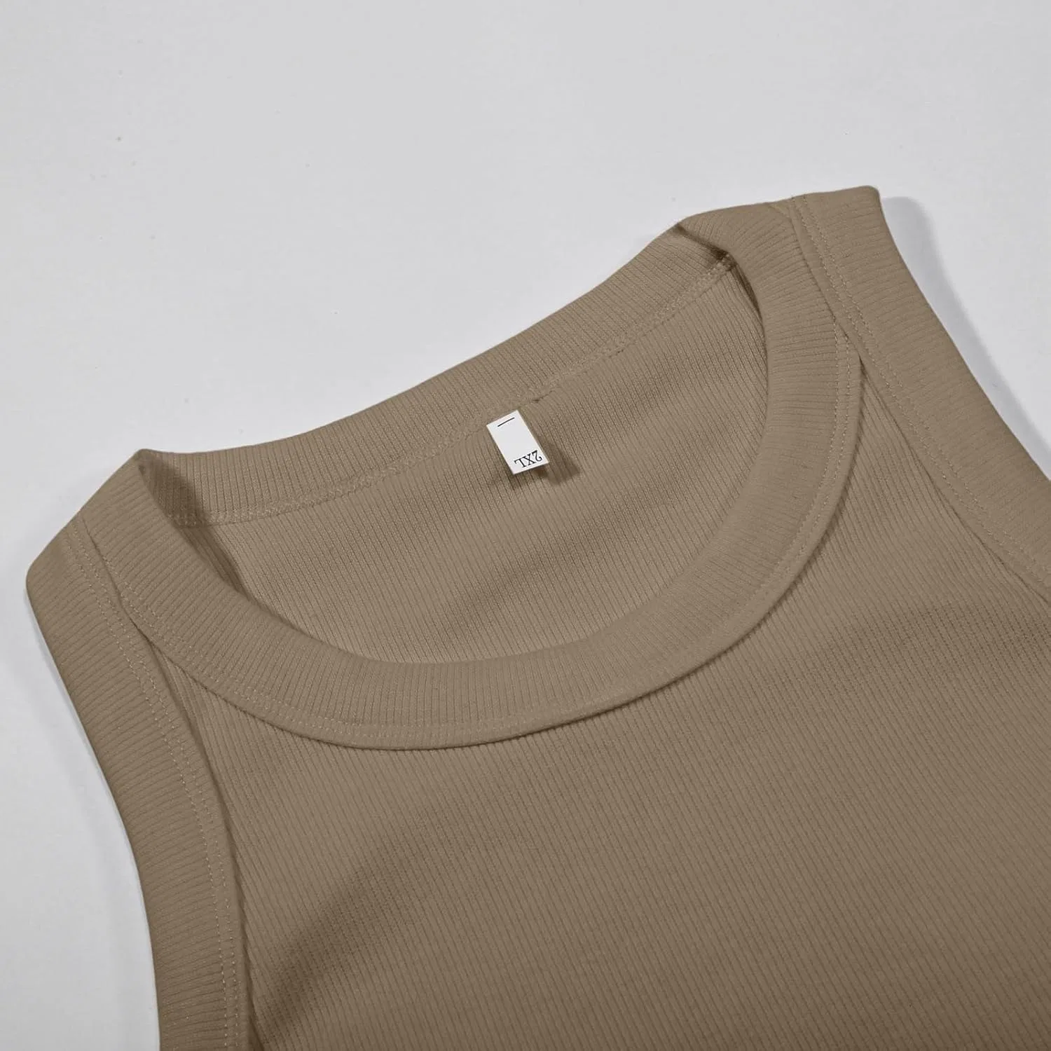 Женский топ на бретелях с встроенным бюстгальтером, Ribbed Knit, хаки — фото 4