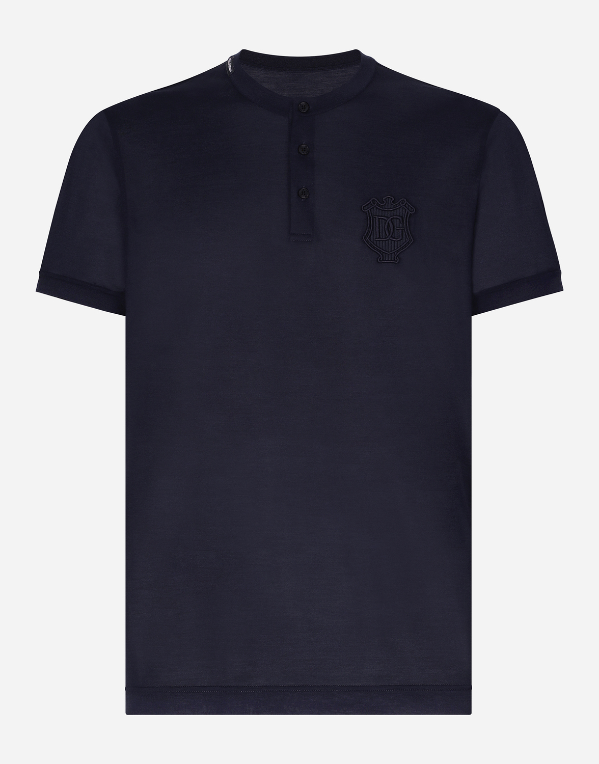 

Шелковая футболка с воротником "дедушка" Dolce & Gabbana, серый