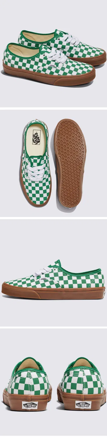 Мужские низкие сникеры Authentic Fat Lace Checker зелёные от Vans — фото 2