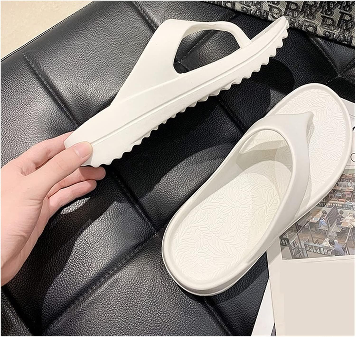 

Шлепанцы LUCBEI Shark мужские летние модные сандалии с толстой подошвой, золотой