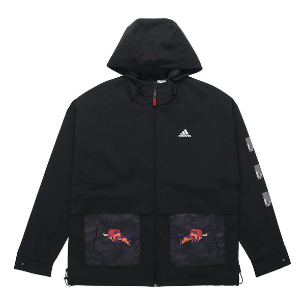 

Куртка adidas CNY JKT Training Sports hooded Fleece Lined Jacket Black, черный