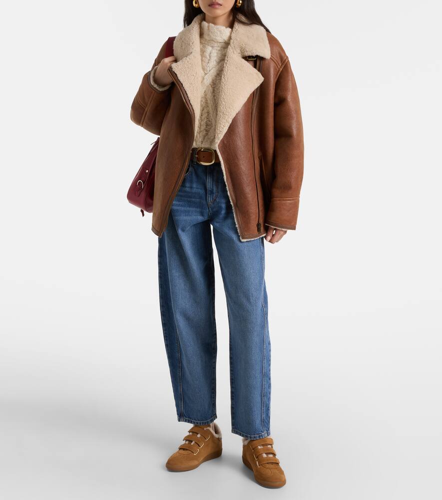 Бет кроссовки из замши с отделкой из овчины Isabel Marant, Cognac/Ecru — фото 3