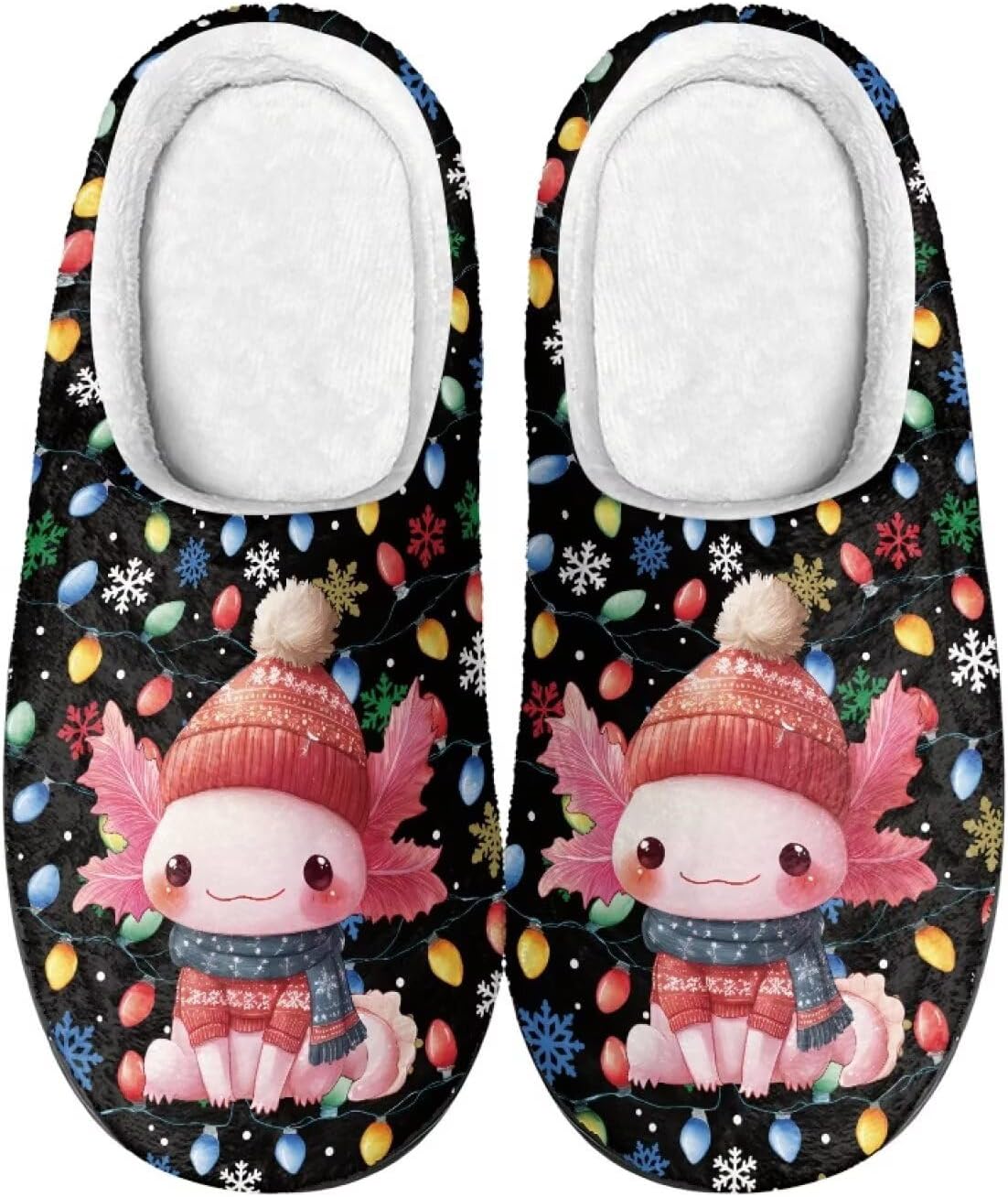 

Тапочки Xpyiqun для женщин и мужчин, домашние слипоны, пушистые теплые зимние тапочки, размер 4-12, Axolotl