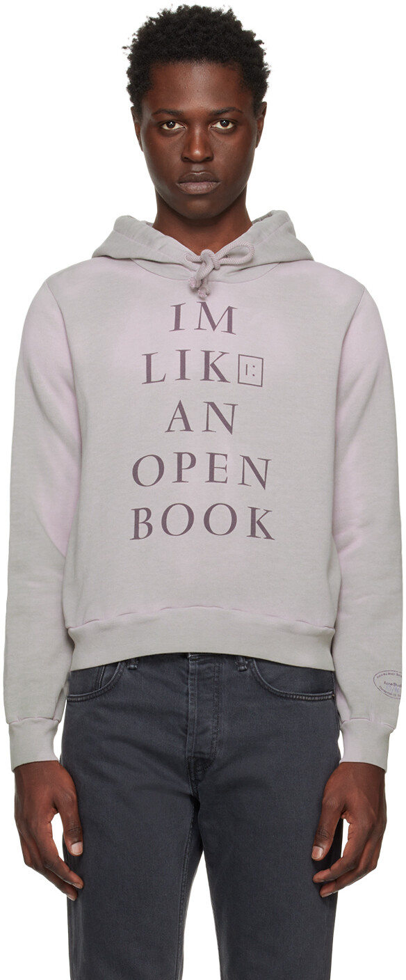 

Серая толстовка с капюшоном «Я как открытая книга» Acne Studios
