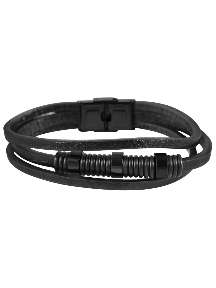 

Adeliás Мужской кожаный браслет, 22,5 см, черный