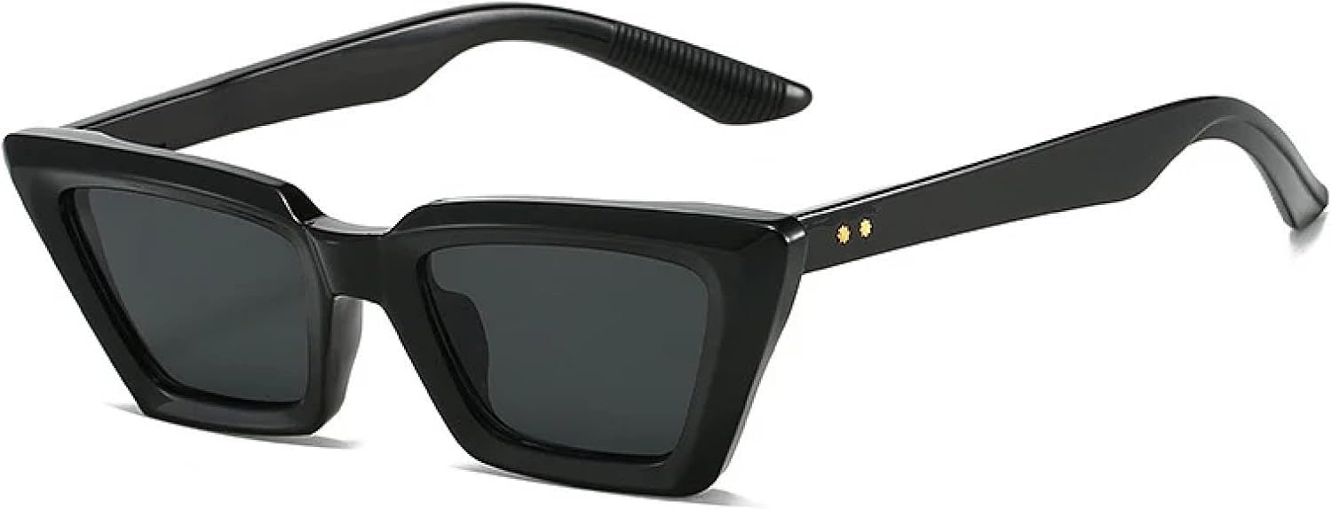 

Ретро маленькие солнцезащитные очки «кошачий глаз» для женщин, модные очки с заклепками, защита от УФ-излучения UV400 для мужчин, фиолетово-оранжевые солнцезащитные очки WNCKSQ, Black Grey