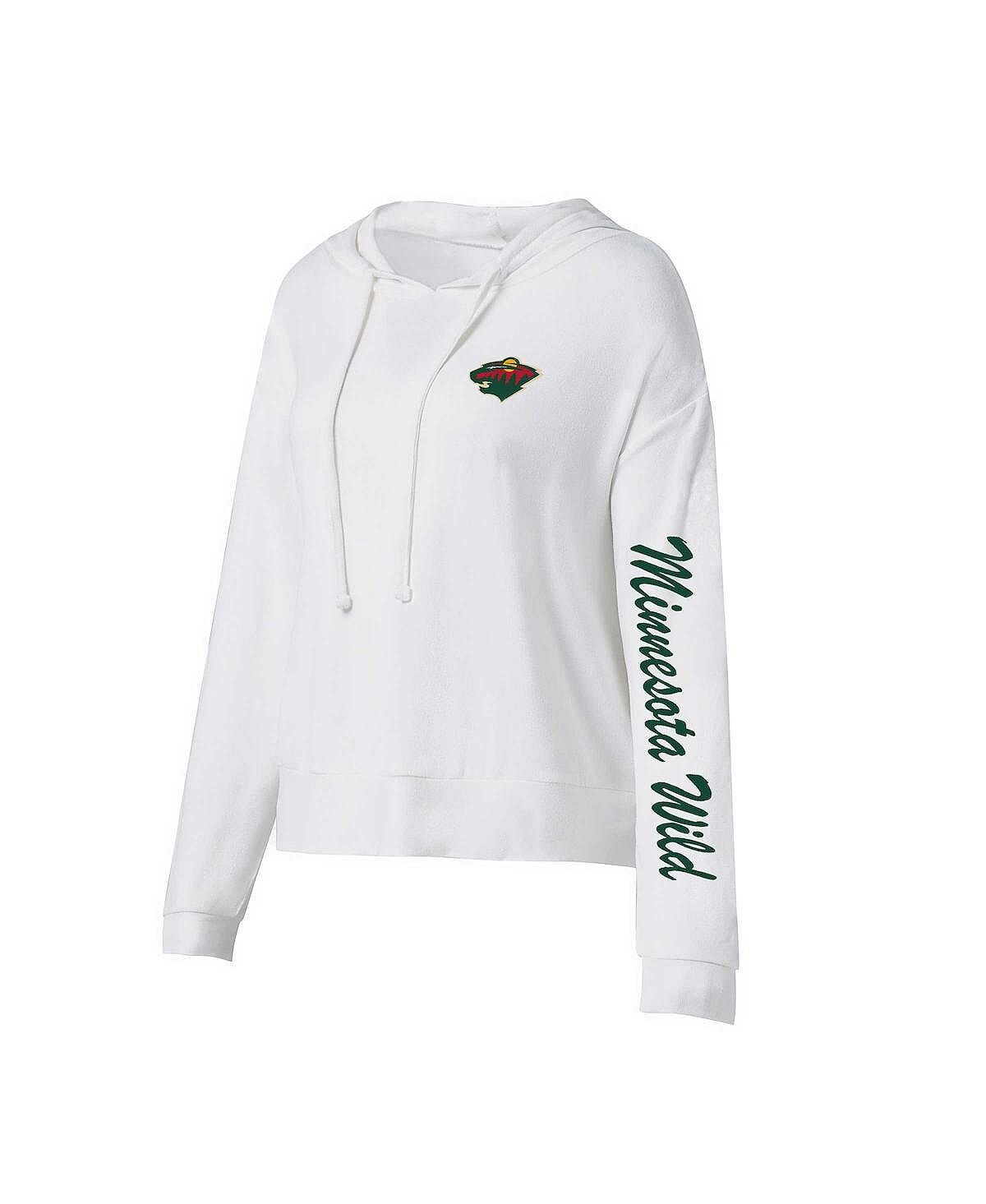 

Белая женская футболка с длинным рукавом с капюшоном Minnesota Wild Accord Hacci Concepts Sport, белый