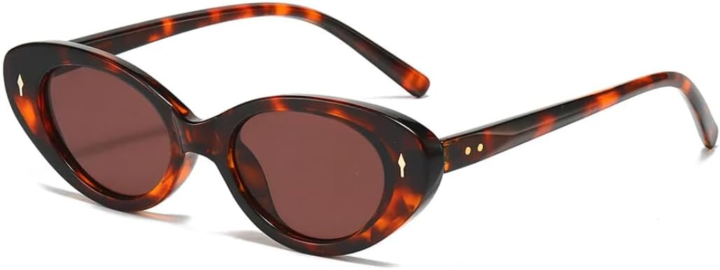 

Ретро-солнцезащитные очки «кошачий глаз» для женщин, модные оттенки конфетных цветов, защита от УФ-излучения UV400; мужские солнцезащитные очки в стиле панк с заклепками SZVVBKK, Leopard Tea