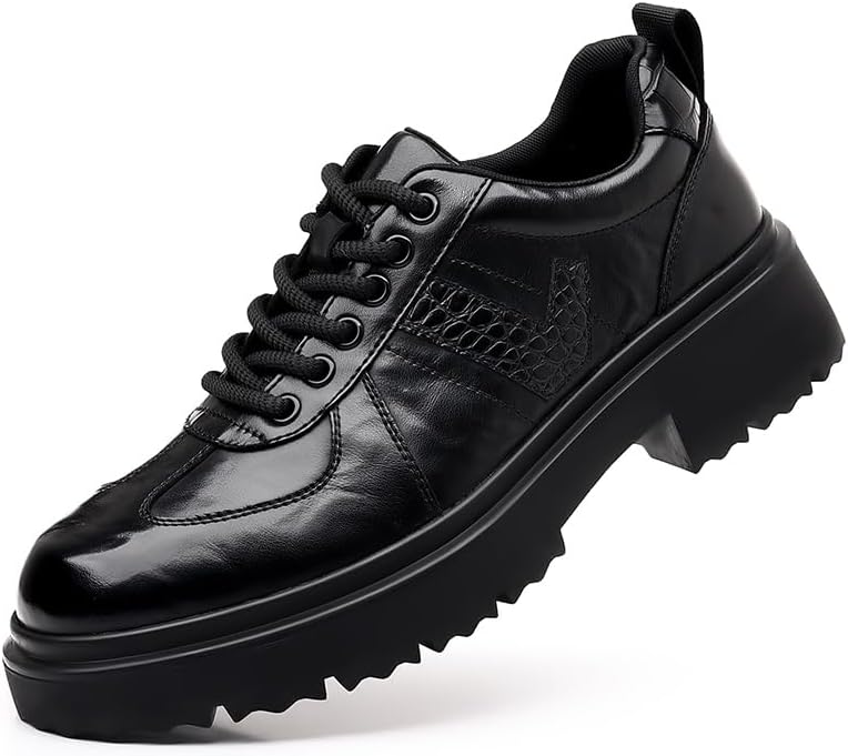 

Мужские кожаные оксфорды с толстой подошвой, удобные, ручной работы, с круглым носком, без застежки, с рельефной подошвой, на шнуровке, формальные дерби, подходят для повседневной носки, работы, офиса, свадьбы и официальных мероприятий Lhyxu, че...