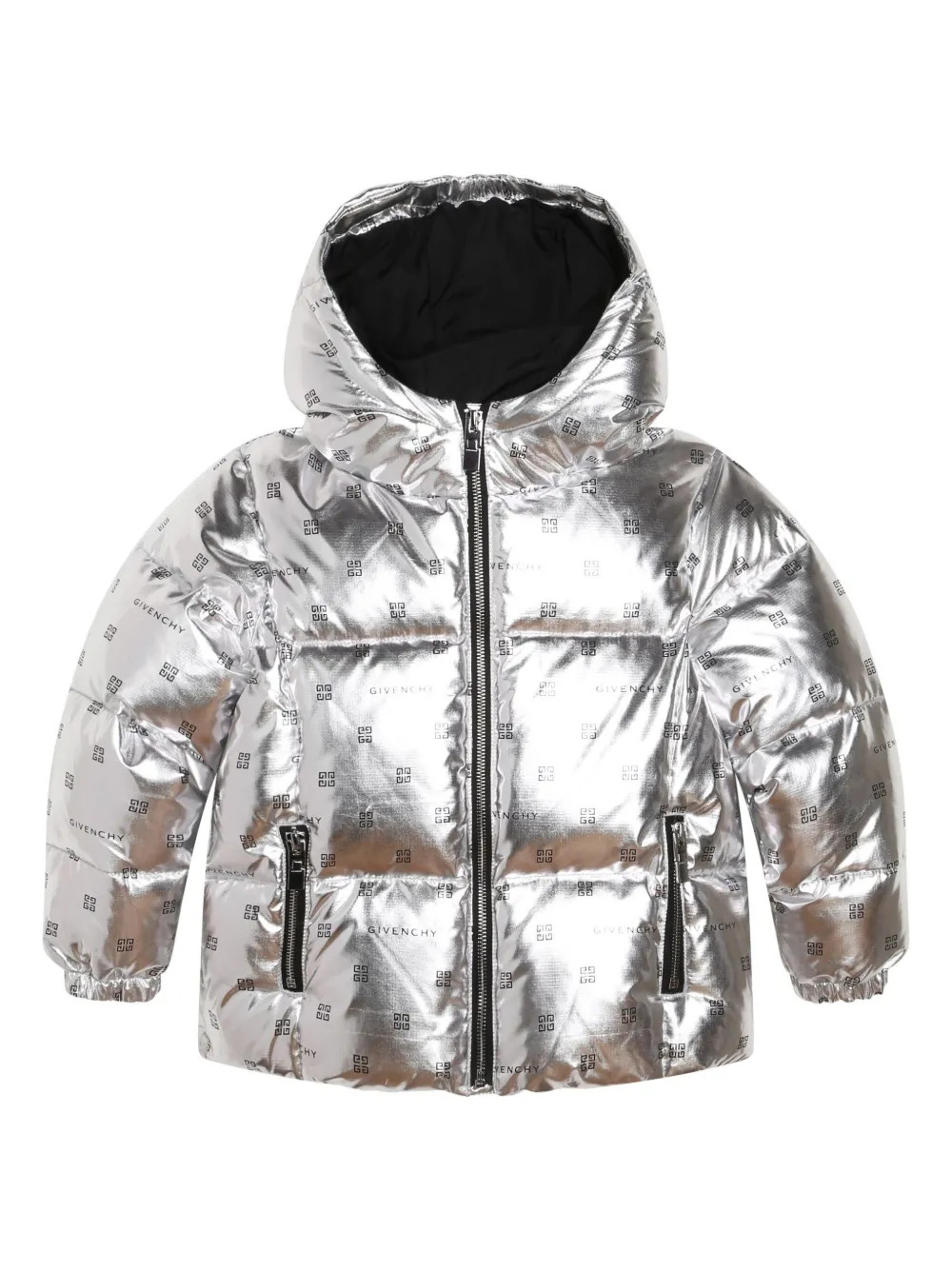 

Пуховик с монограммой Givenchy Kids, серый
