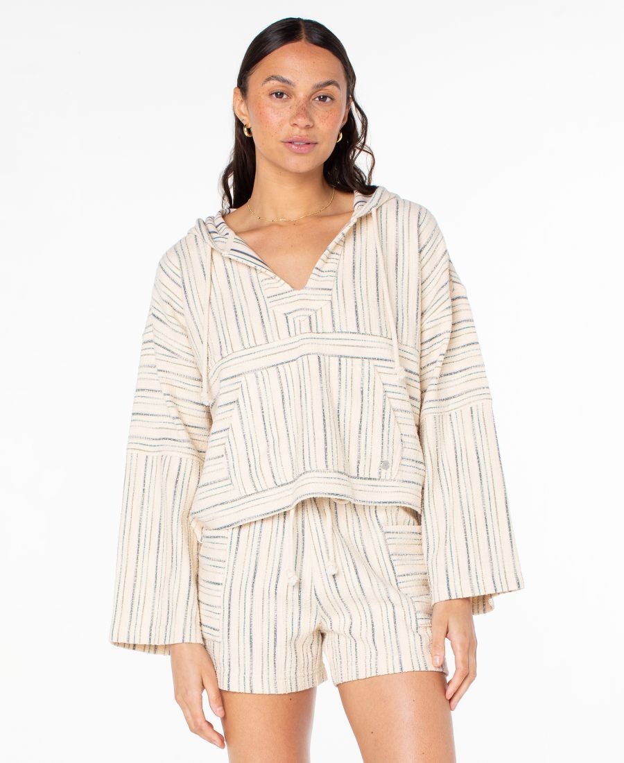 

Женская блузка Rich Coast в полоску с неравномерной текстурой Roxy, Deep Lagoon Sea Crest Stripe