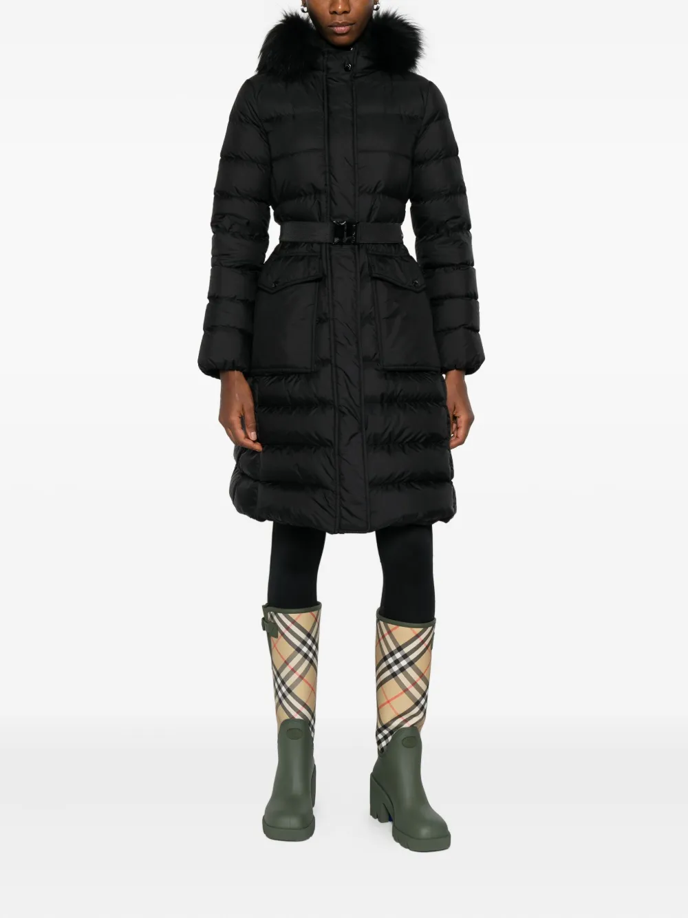Стеганое пальто Khloesse с отделкой Moncler, черный — фото 2
