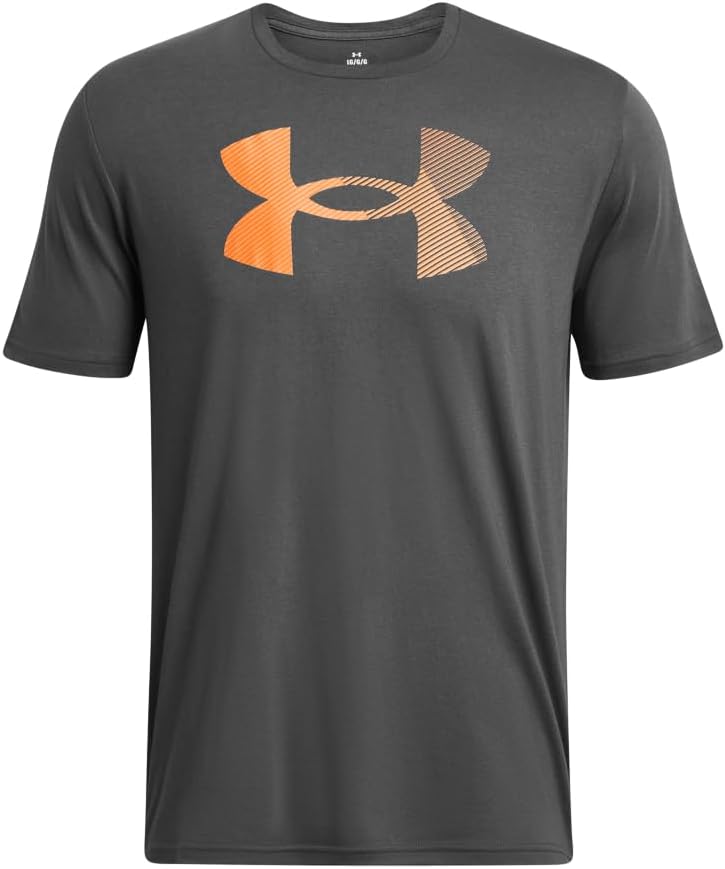 

Мужская футболка Under Armour с коротким рукавом и большим логотипом, (025) Castlerock/Atomic/Wild Orange