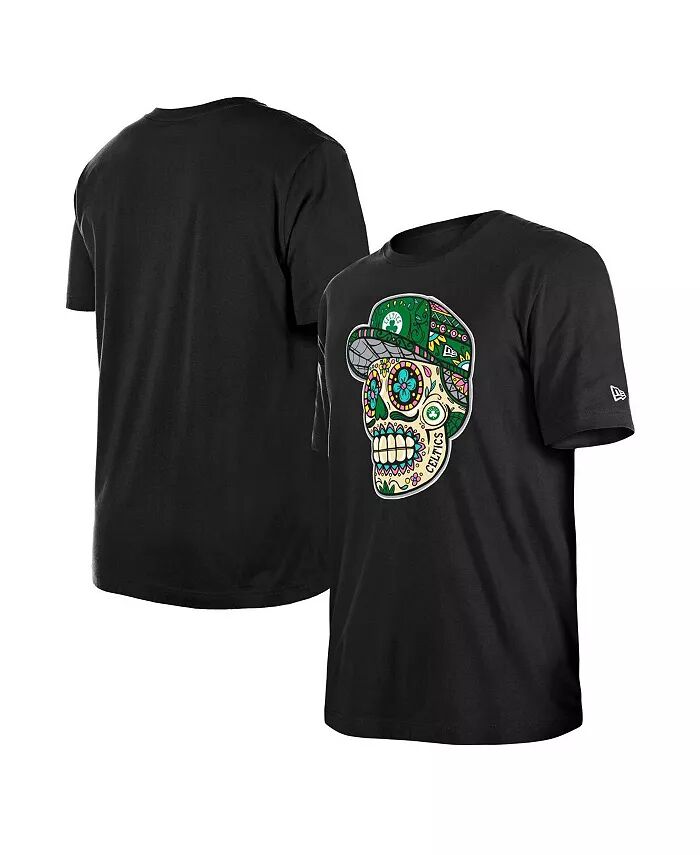 

Мужская и женская черная футболка Boston Celtics Sugar Skull New Era, черный