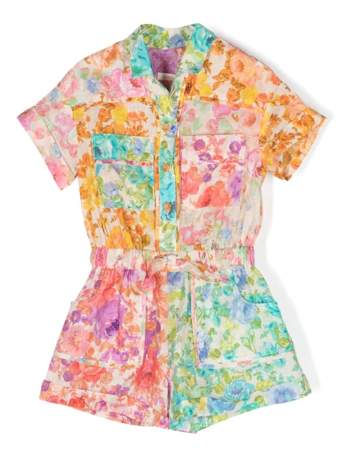 

ZIMMERMANN Kids комбинезон с цветочным принтом, нейтральный цвет