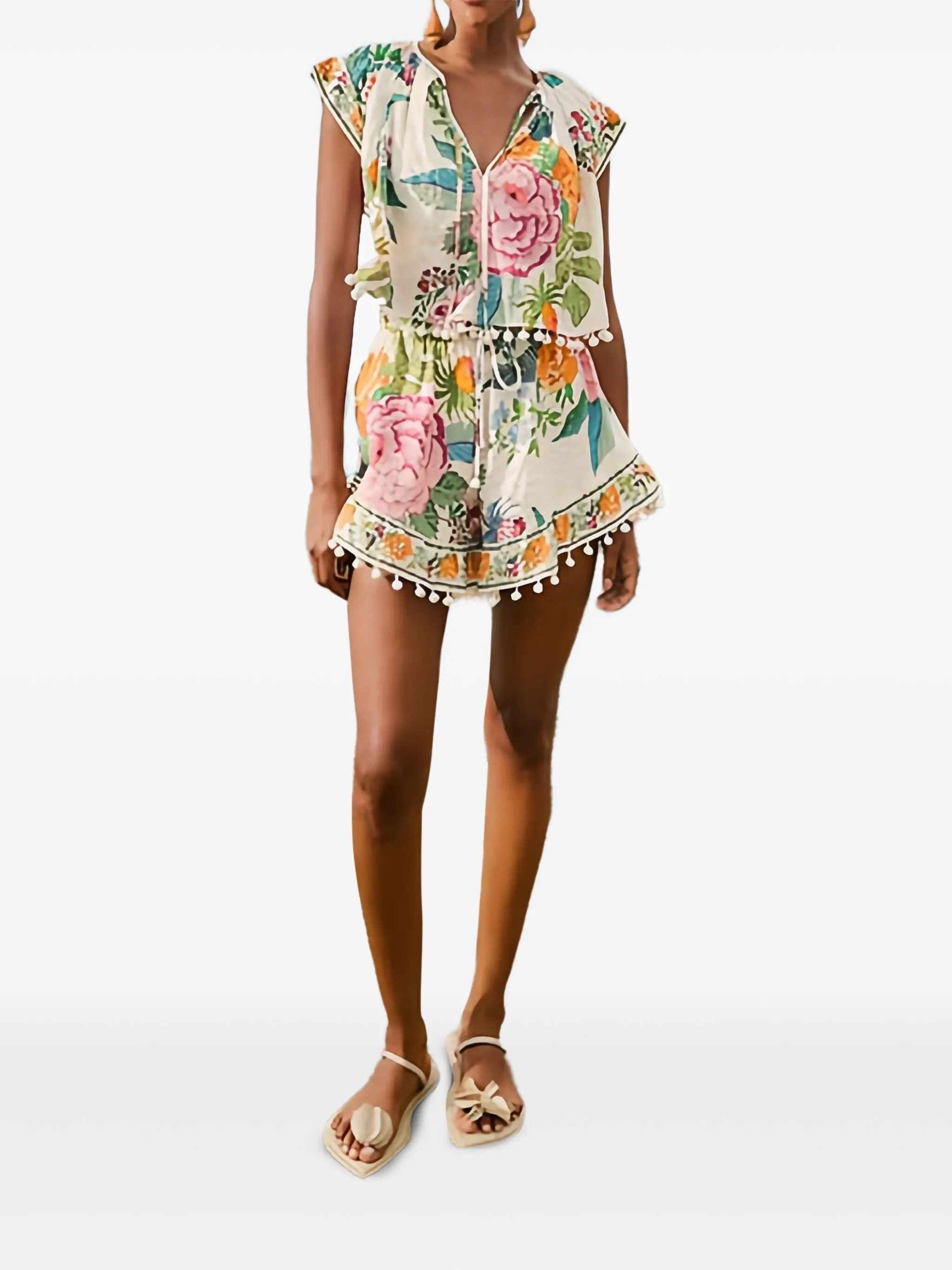 

Шорты Sweet Bloom с цветочным принтом Farm Rio, бежевый