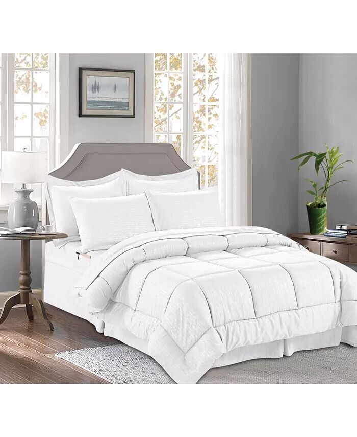 

Бамбук Пинтованный 6 шт. Комплект одеял, полный/размер королевы Elegant Comfort, белый