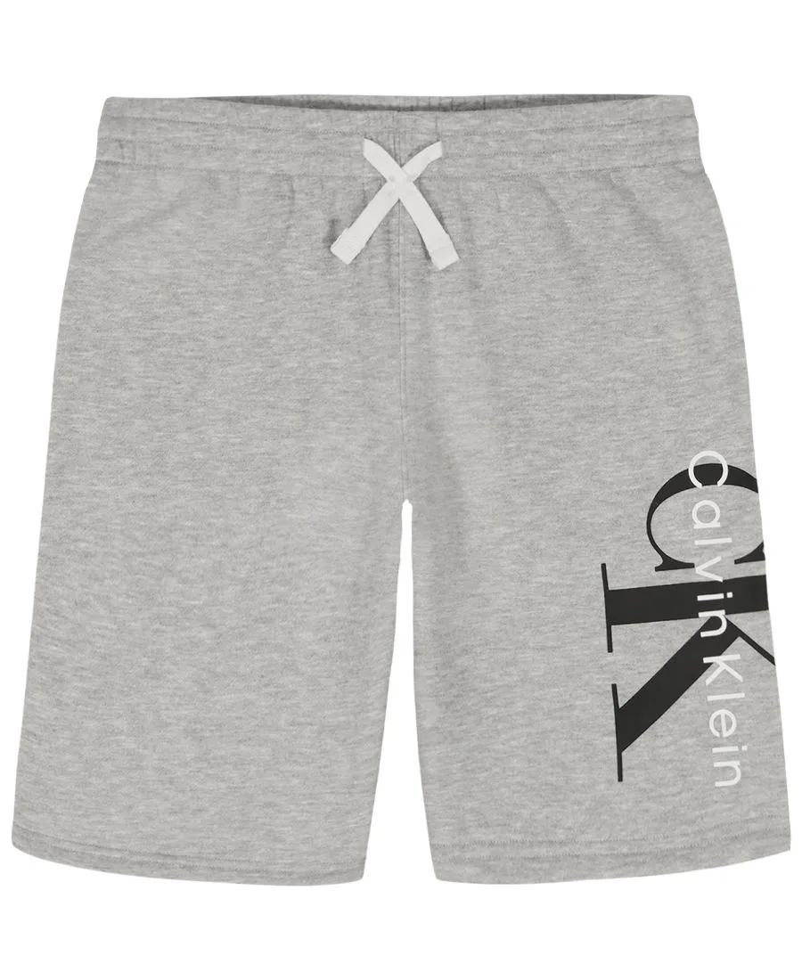 Детские шорты CK Graphic Knit Pull-On Shorts (размер 8-20) из трикотажа с графическим принтом Calvin Klein, светлый-серый heather — фото 3