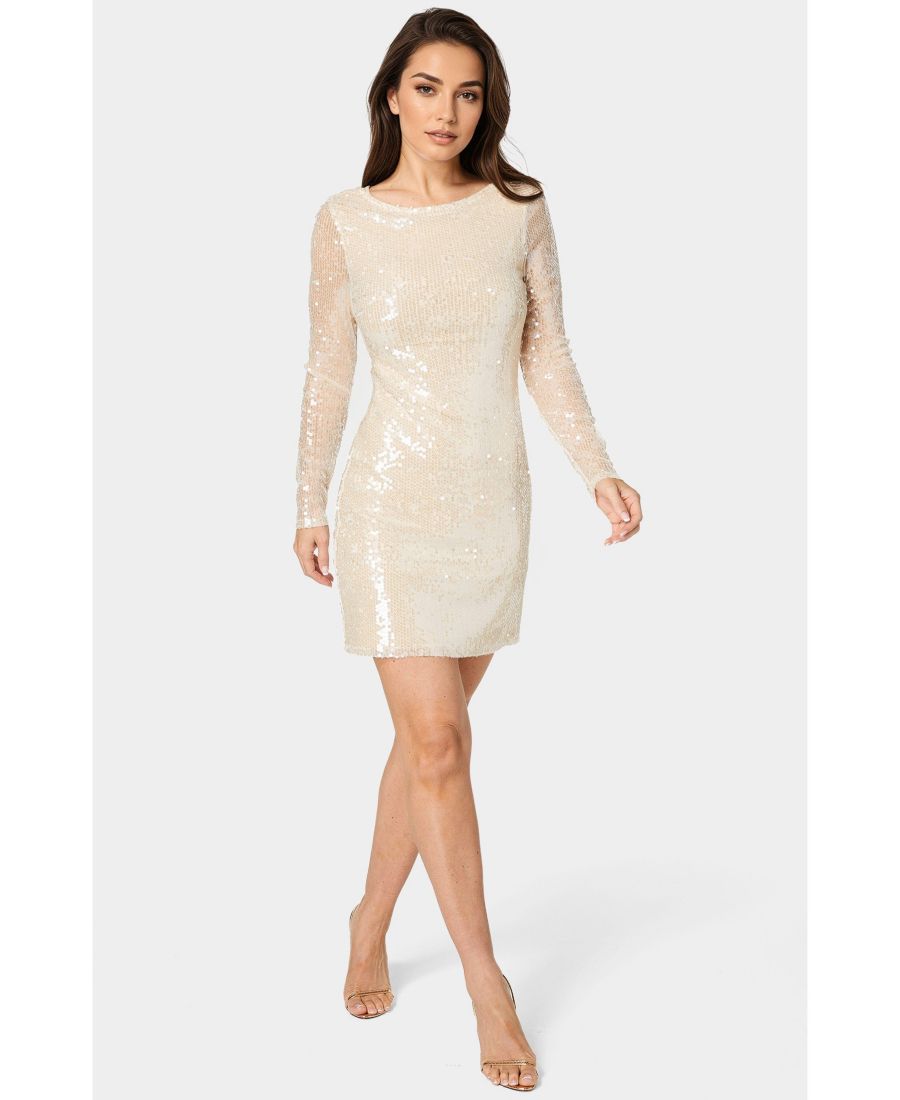 

Женское мини-платье с воротником-хомутом и пайетками Bebe, Shell