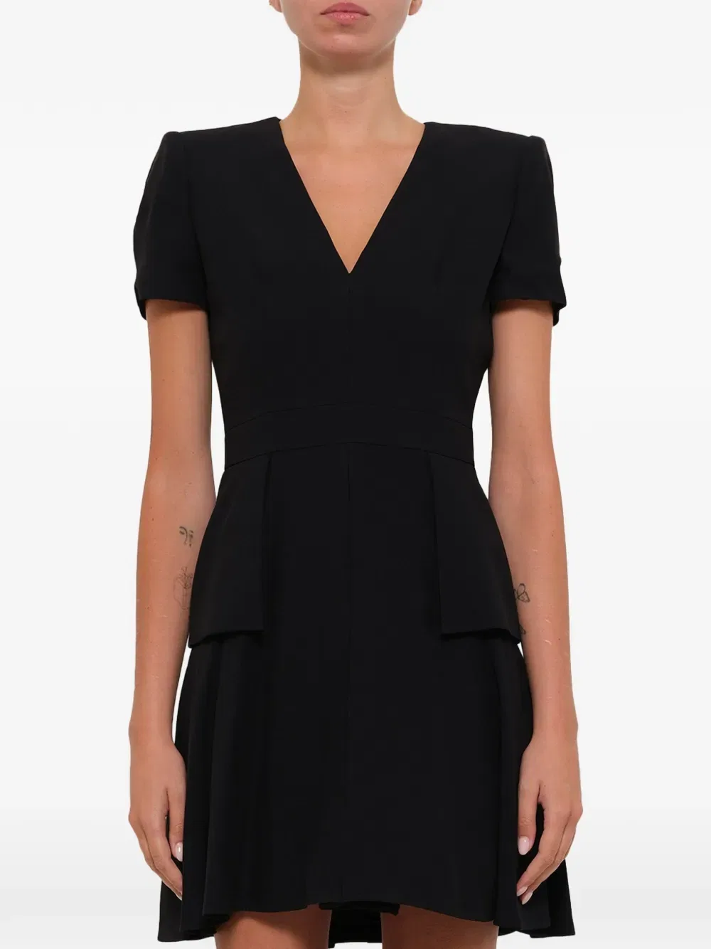 Мини-Платье из крепа с рисунком листьев Alexander Mcqueen, черный