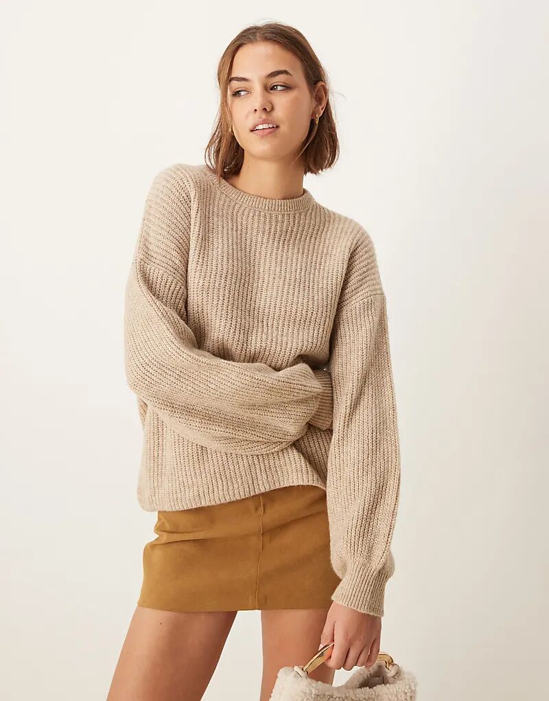 

Вязаный джемпер цвета овсянки ASOS DESIGN