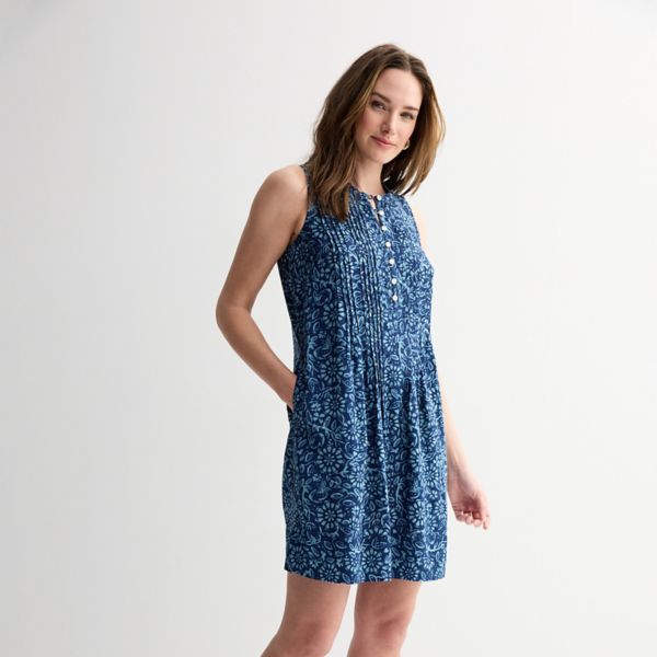 

Миниатюрное платье без рукавов с защипами Sonoma Goods For Life, цвет wash blue floral