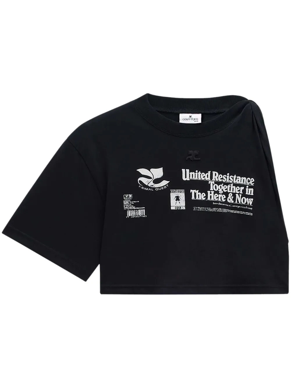 

Укороченная футболка асимметричного кроя Courrèges, черный