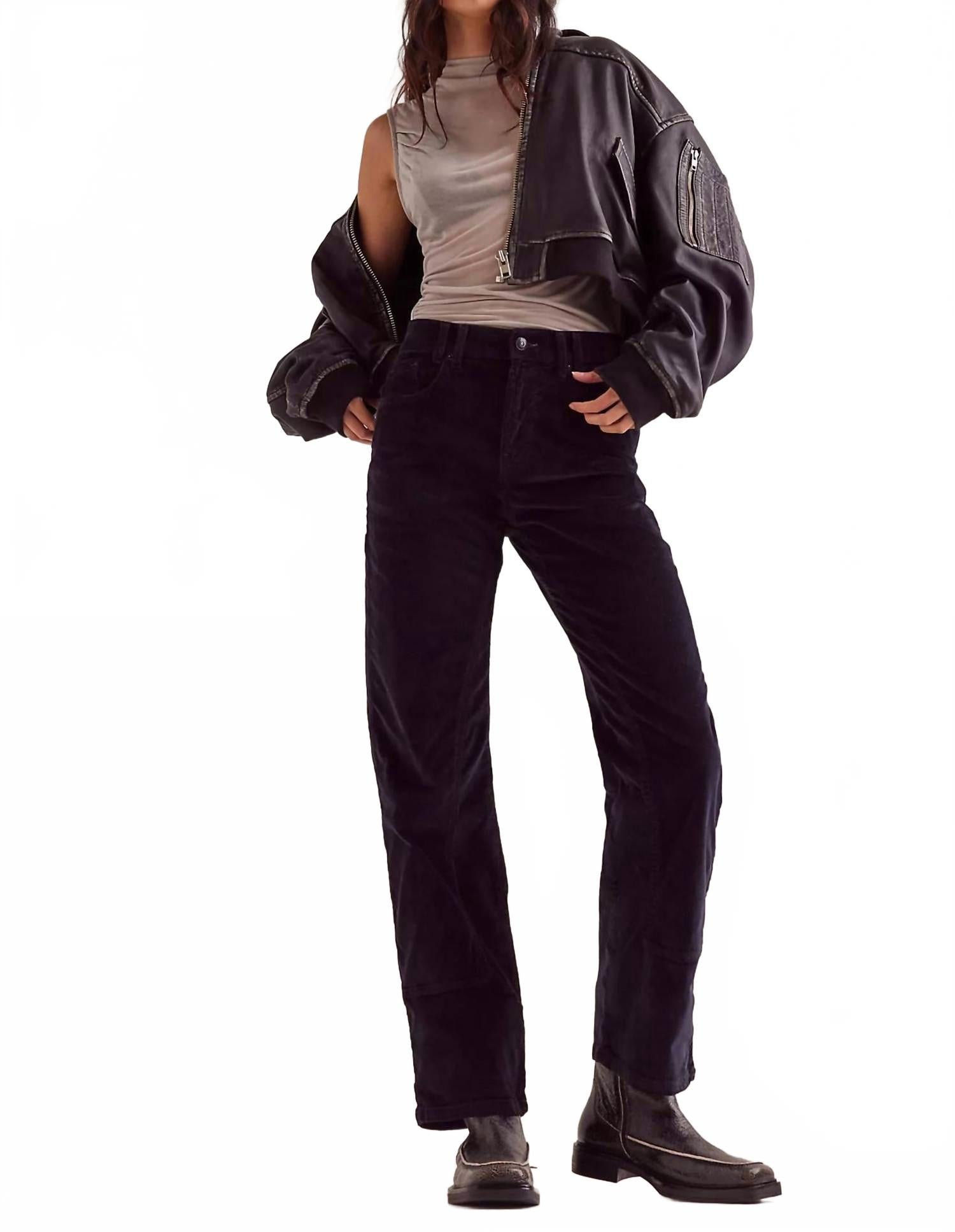 

Смелые брюки прямого кроя с завязками в черном цвете Free People