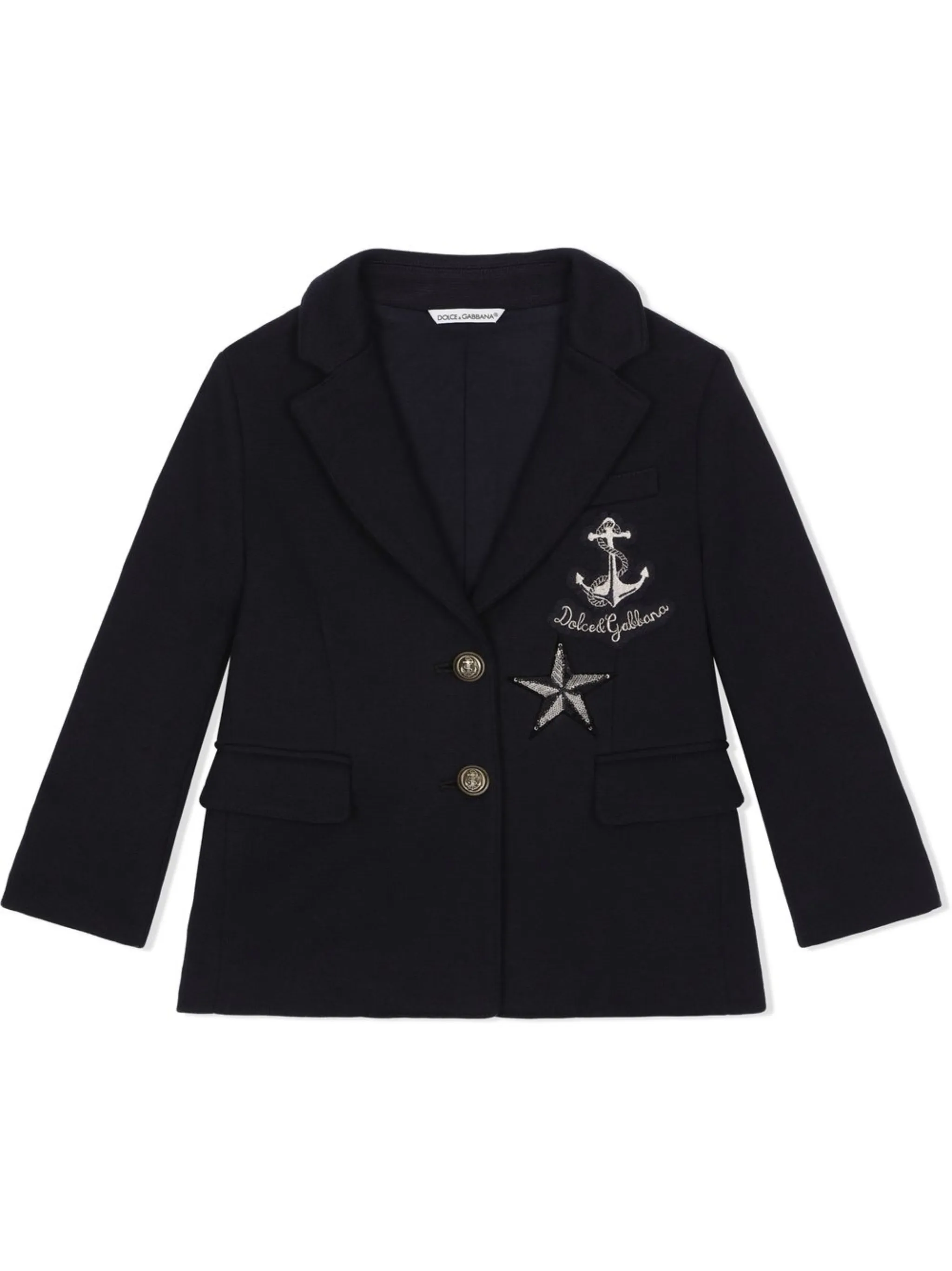 

Блейзер строгого кроя с нашивкой-логотипом Dolce & Gabbana Kids, синий
