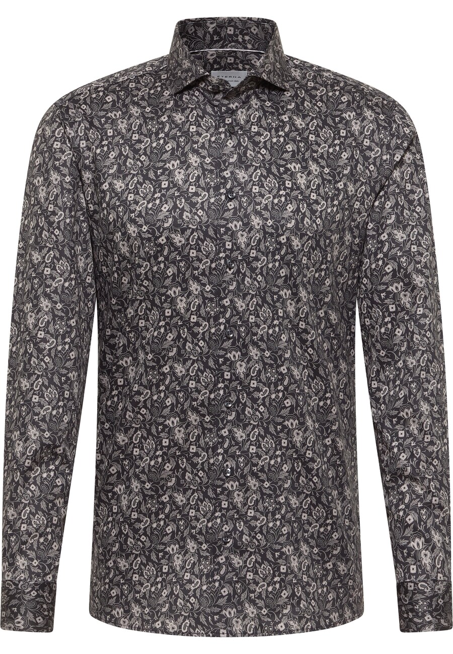 

Рубашка Slim Fit на пуговицах ETERNA, антрацит/светло-серый
