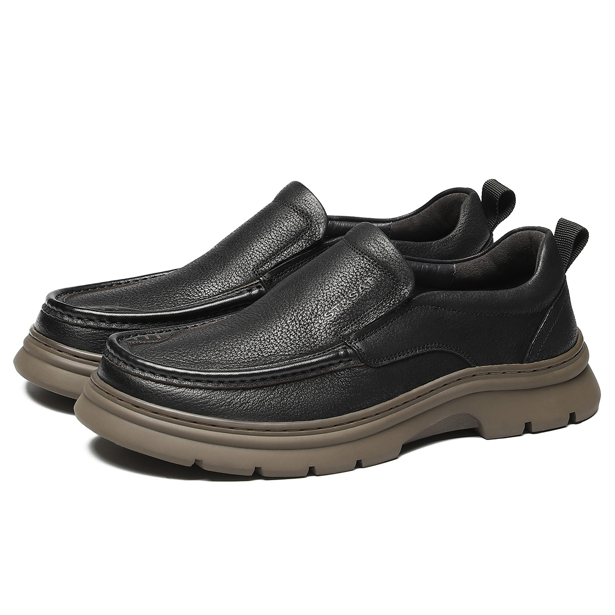 

Модные мужские туфли из натуральной кожи без застежек ST&SAT, Black