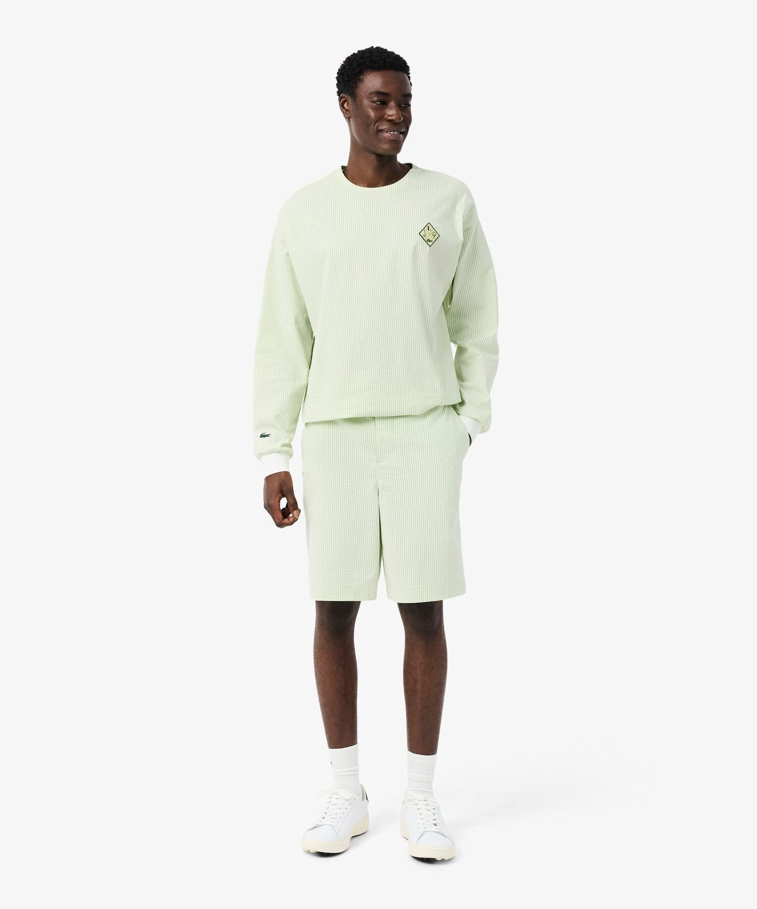 Ультрасухие гольф-шорты из жатой ткани LACOSTE, Light green